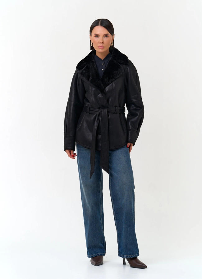 Женская дубленка из эко замши модель № 33885 в рассрочку