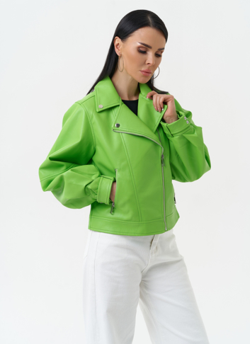 Куртка косуха из эко кожи зеленого цвета