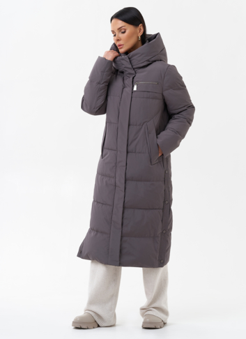 Длинный пуховик с капюшоном