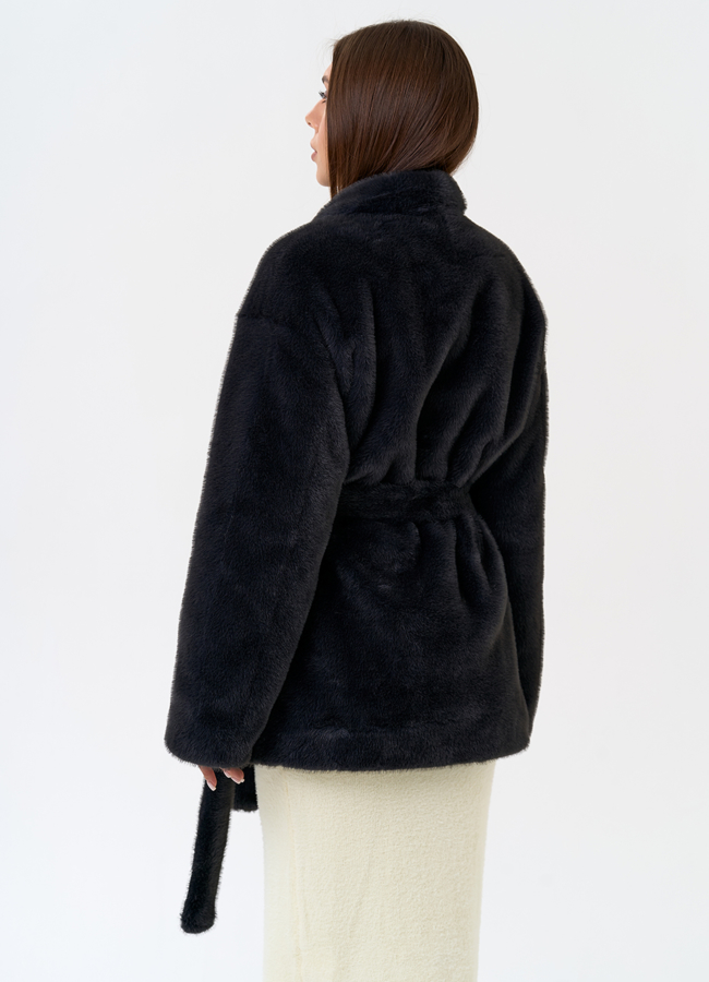 Женская шуба из эко меха с воротником шаль модель № 31227 в рассрочку