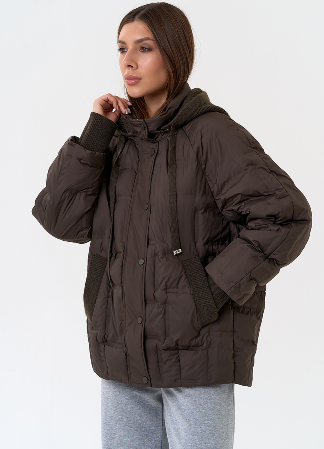 Женская куртка с трикотажным капюшоном модель № 31388 в рассрочку