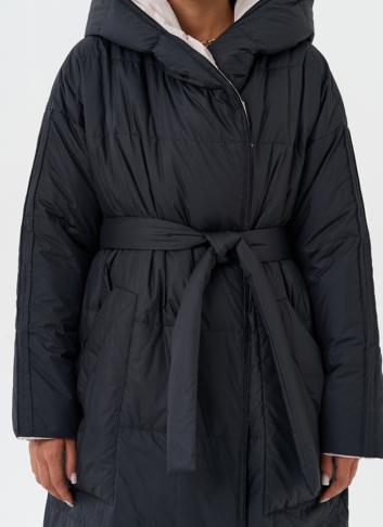 Женский двухсторонний пуховик с капюшоном