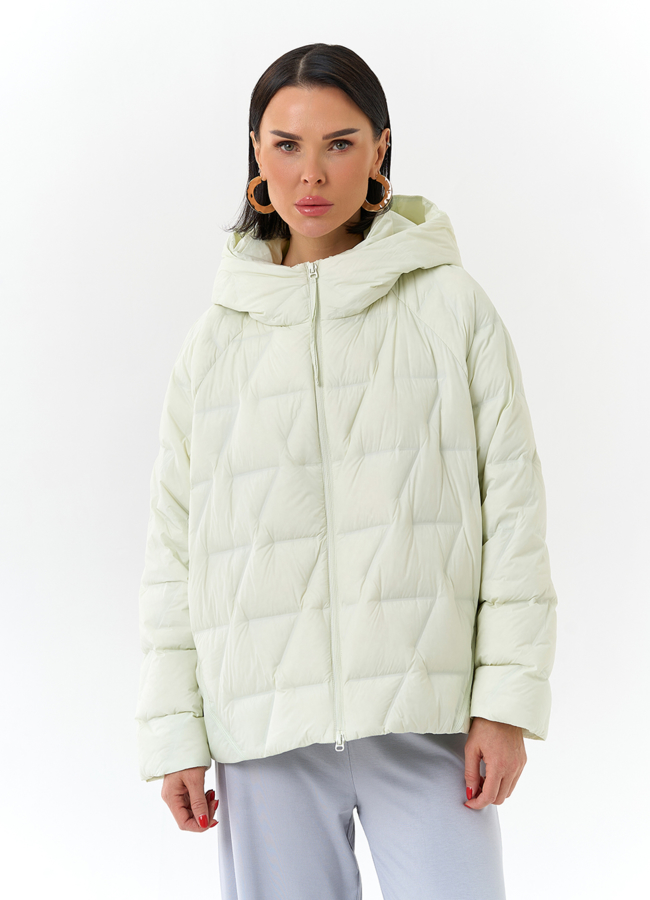 Женская куртка с капюшоном  модель № 32663 меха малина