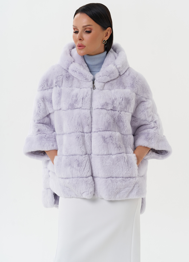 Шуба из меха кролика модель № 26147 меха малина