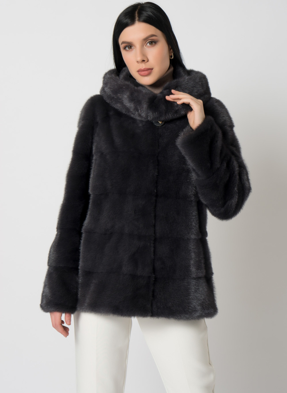 Куртка из меха норки с капюшоном