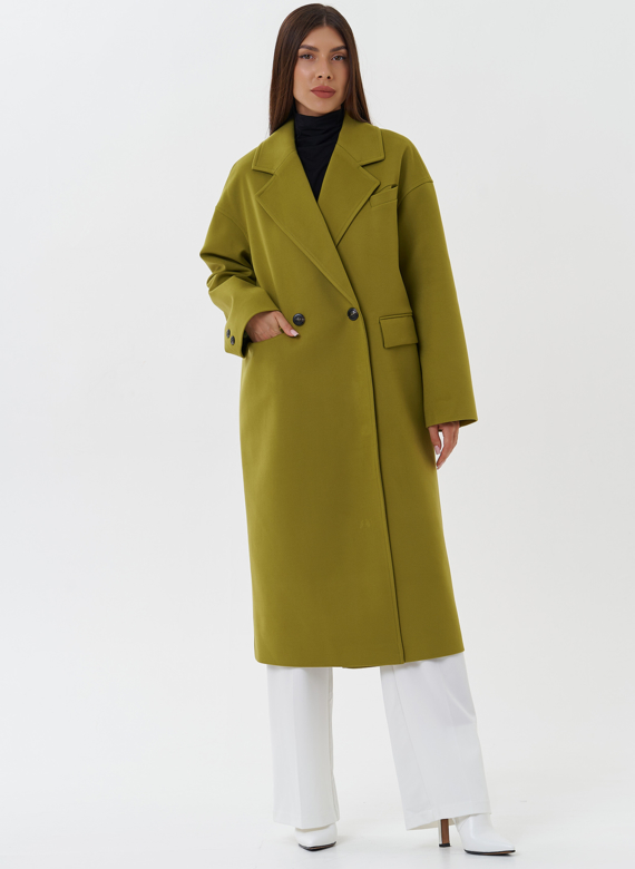 Пальто зеленого цвета с английским воротником