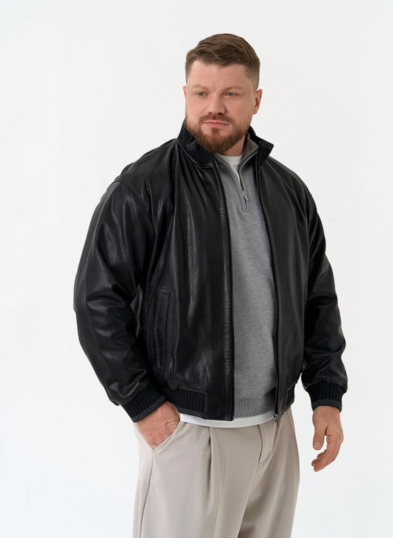 Мужская куртка бомбер из натуральной кожи фото