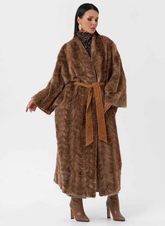 Шуба оверсайз из меха норки