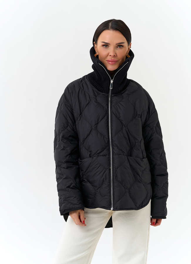 Женская двухсторонняя куртка с высоким воротником модель № 32665 меха малина