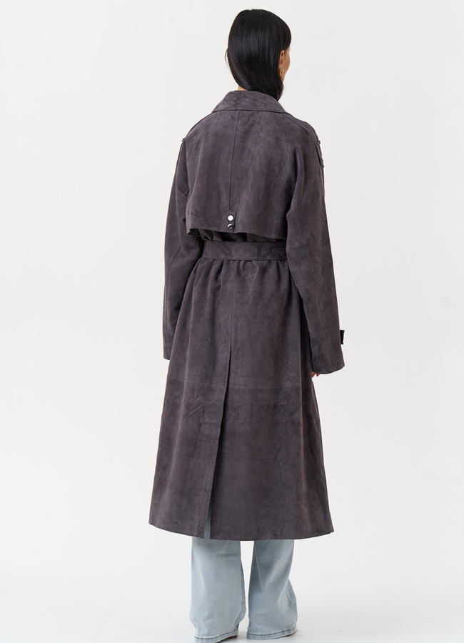 Длинный плащ из натуральной замши модель № 31191 универмаг малина