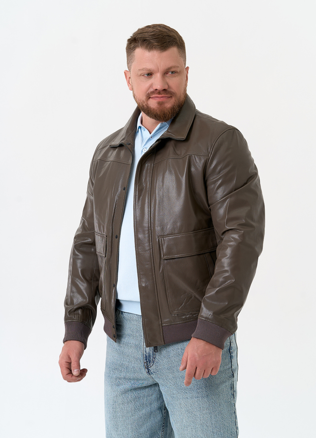 Мужская куртка бомбер из натуральной кожи модель № 32743 универмаг малина