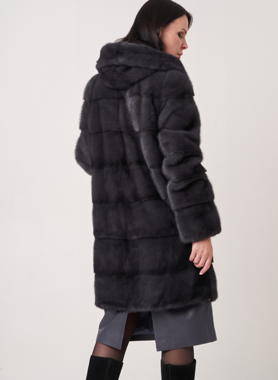 Норковая шуба трансформер с капюшоном