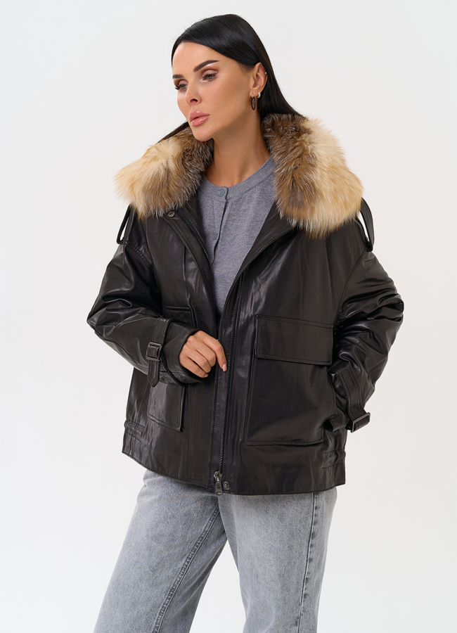 Куртка из натуральной кожи с мехом модель № 23443 универмаг малина