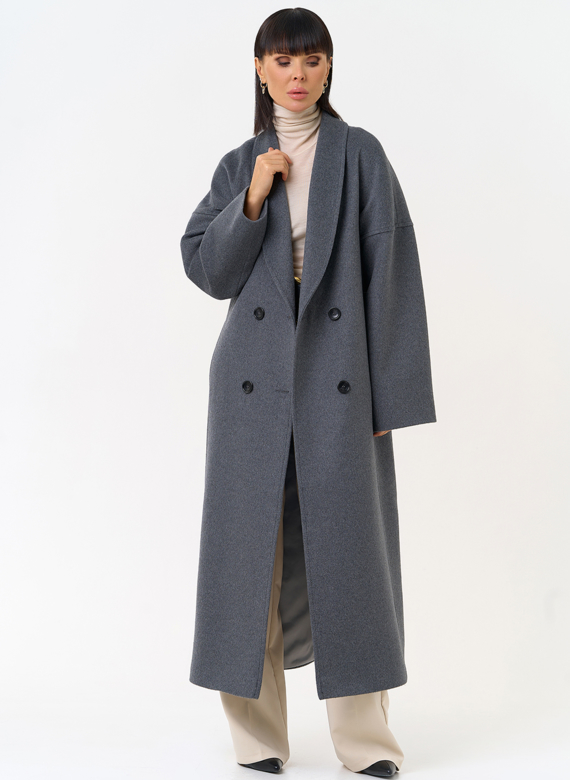 Женское пальто с воротником шаль