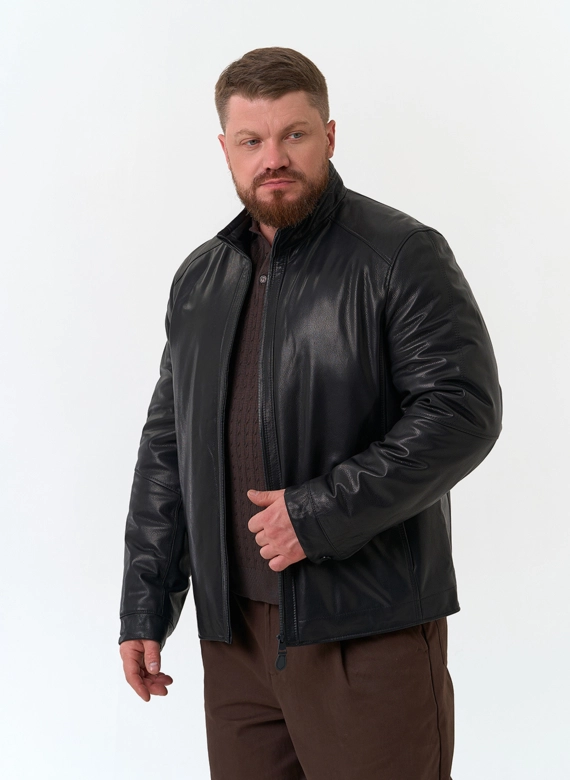 Мужская утепленная куртка из натуральной кожи фото