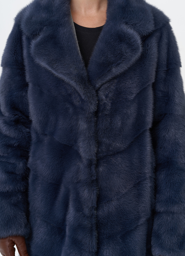 Норковая шуба с английским воротником  модель № 28930 универмаг малина