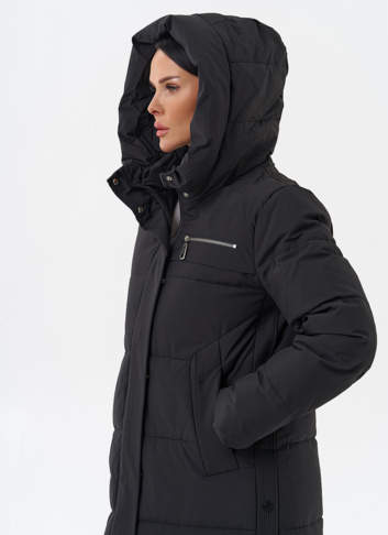 Длинный пуховик с капюшоном