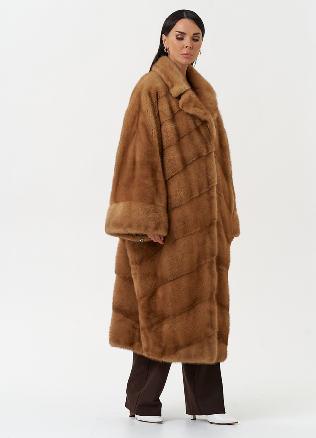 Женская шуба из меха норки с английским воротником модель № 31043 универмаг малина