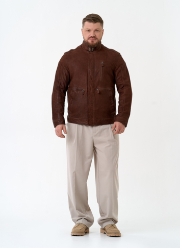 Мужская куртка из натуральной кожи коричневого цвета