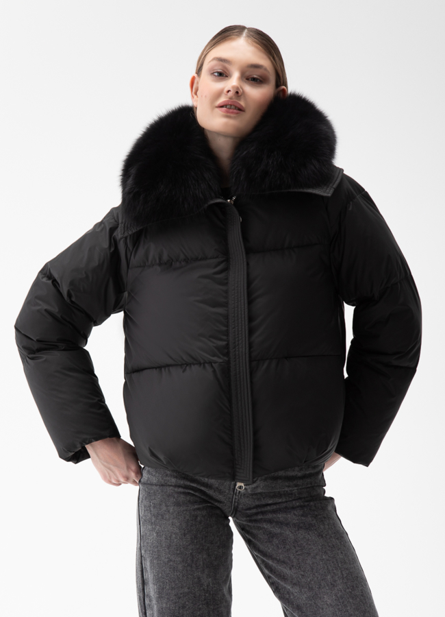 Женский пуховик с отделкой из меха песца модель № 28004 в рассрочку