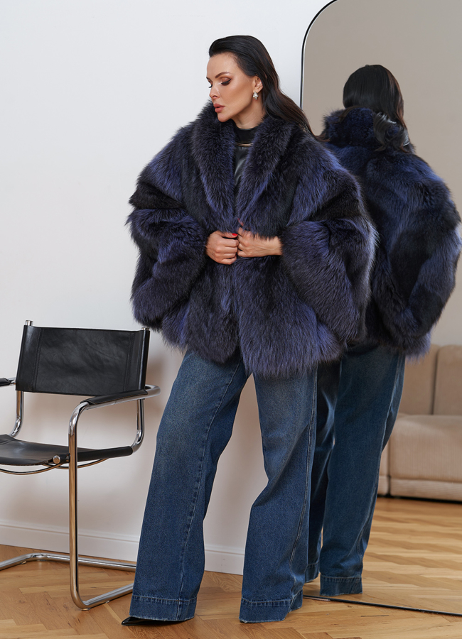 Шуба из енота летучая мышь модель № 29486 в кредит