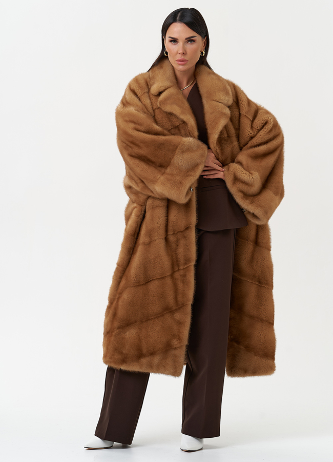 фото Женская шуба из меха норки с английским воротником модель № 31043