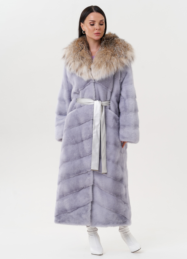 Женская норковая шуба с капюшоном из меха рыси модель № 27570 универмаг малина