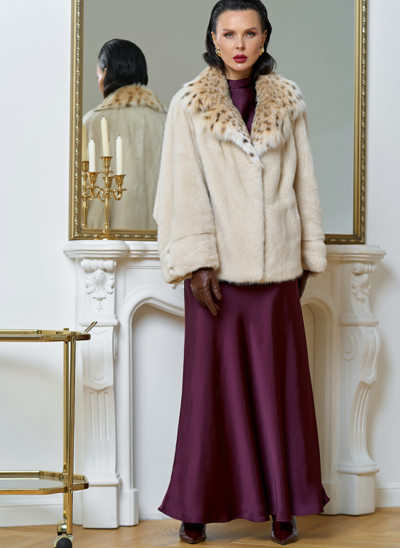 Куртка из меха норки с английским воротником из меха рыси Куртка из меха норки с английским воротником из меха рыси