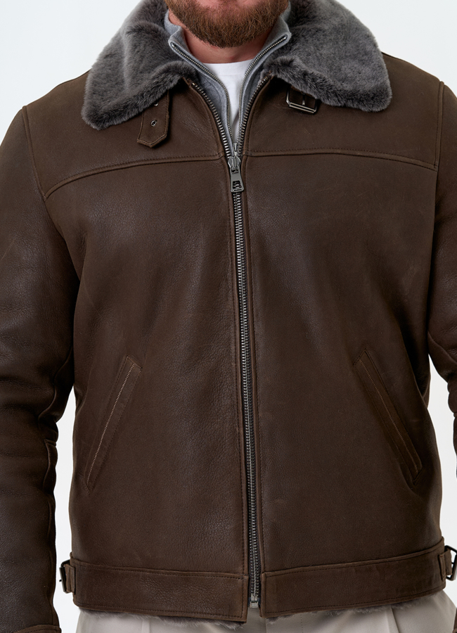 Мужская натуральная дубленка модель № 31858 универмаг малина