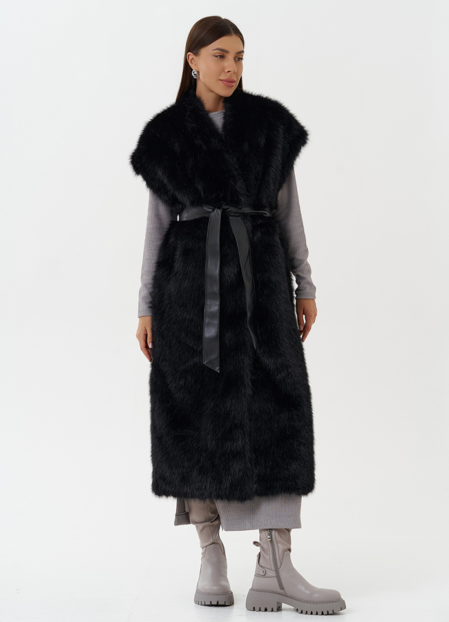 Длинный жилет из эко меха модель № 27750 в кредит