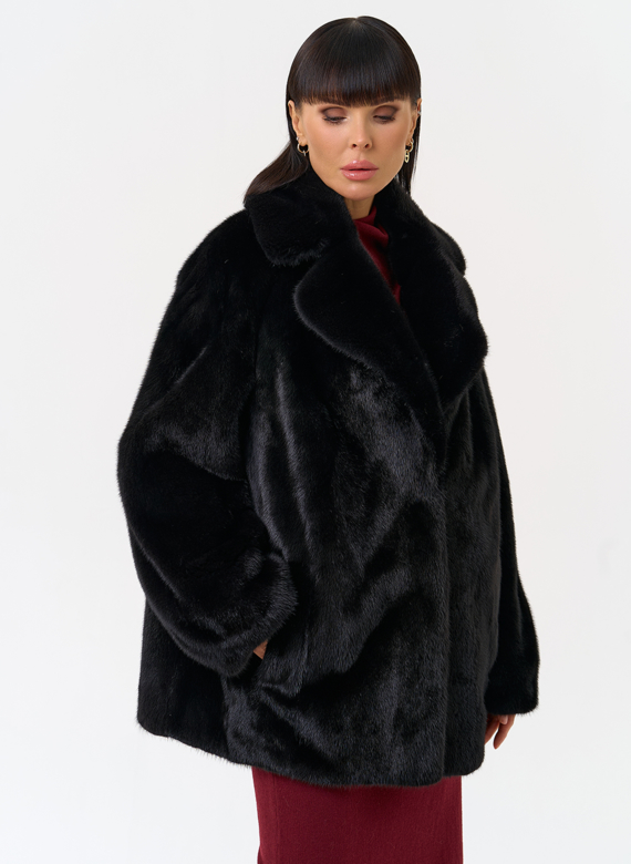 Женская шуба из скандинавской норки с английским воротником