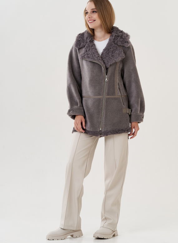 Женская куртка "косуха" из искусственного меха