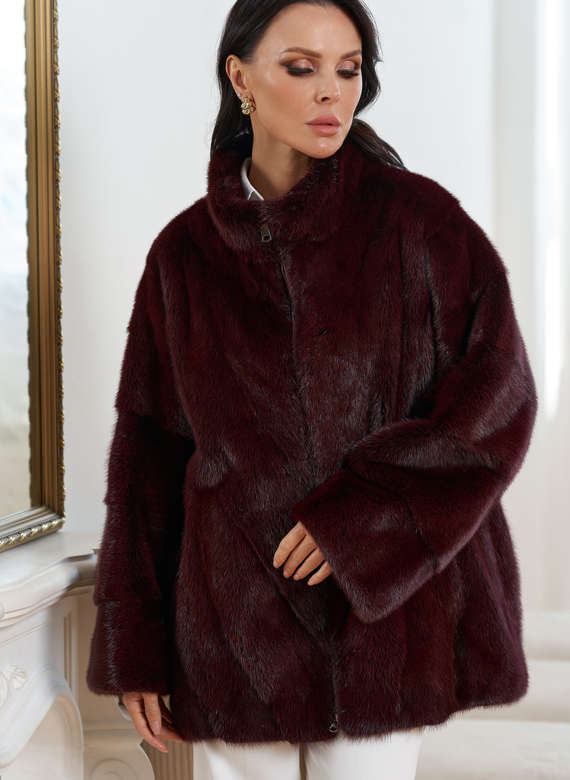 Куртка из меха норки с воротником стойкой