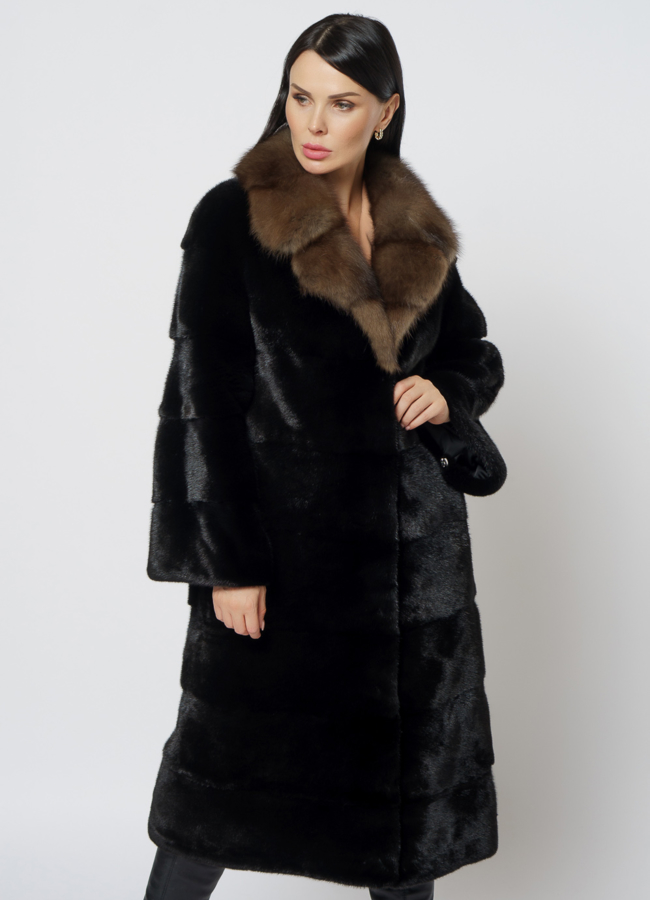 фото Шуба из норки с английским воротником модель № 23095