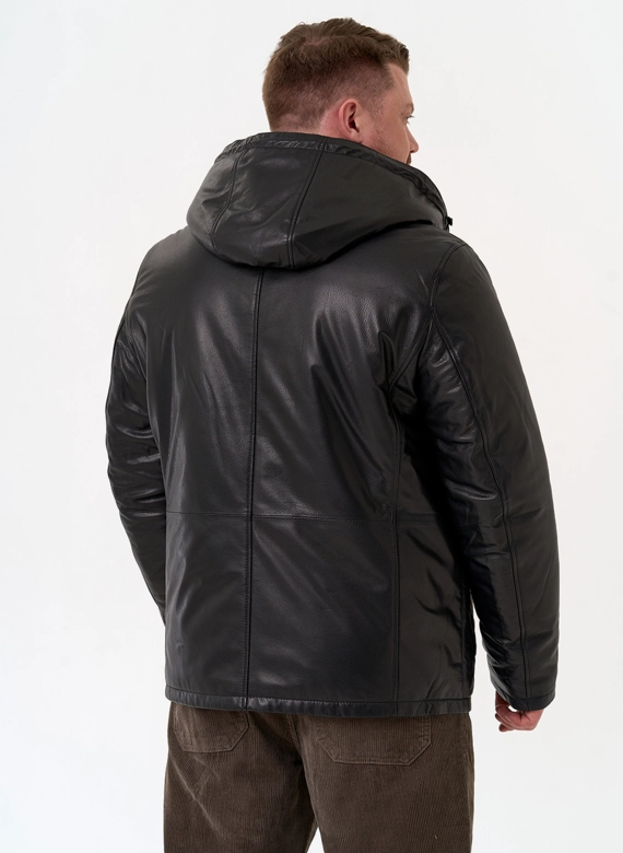 Куртка из натуральной кожи с капюшоном