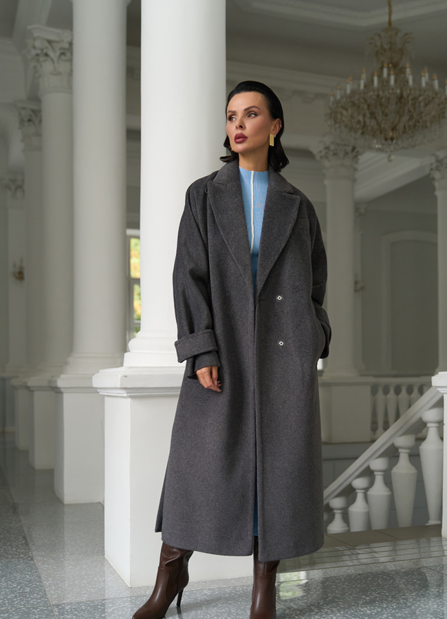 Женское пальто с поясом модель № 31214 меха малина