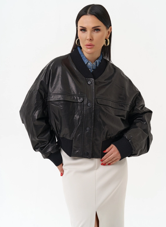 Женская куртка бомбер из натуральной кожи