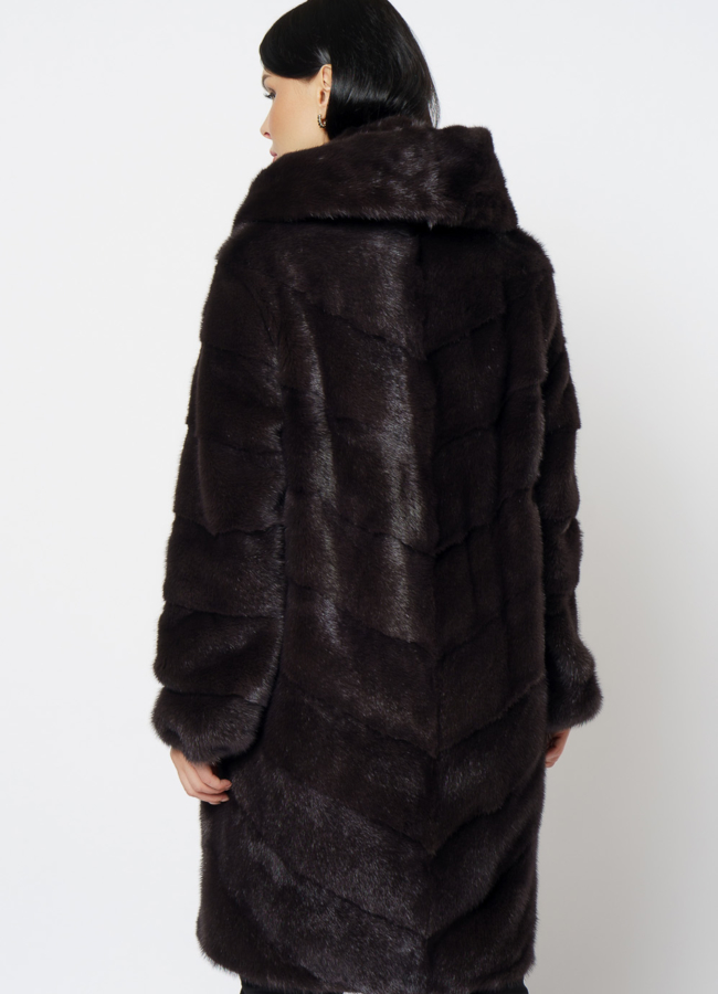 Норковая шуба с капюшоном модель № 25605 в кредит