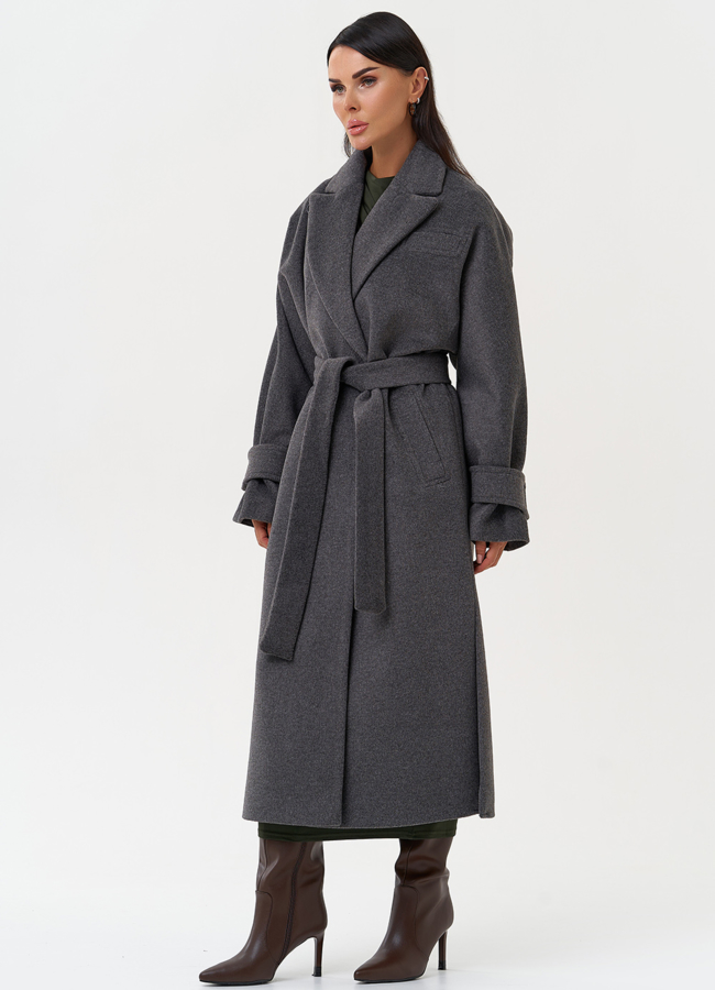 Женское пальто с поясом модель № 31214 универмаг малина
