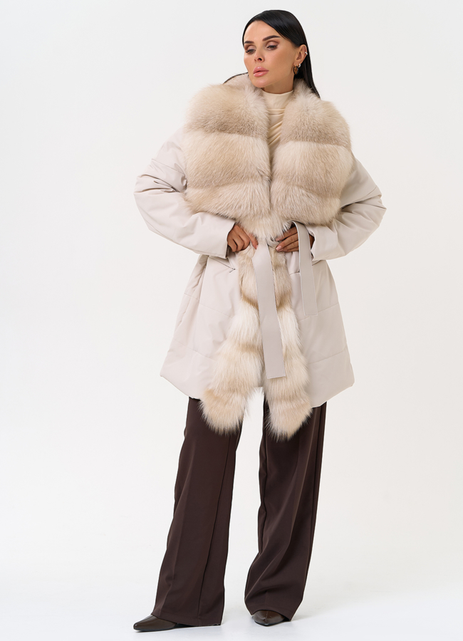 Женское зимнее полупальто с кожаным поясом модель № 31407 универмаг малина