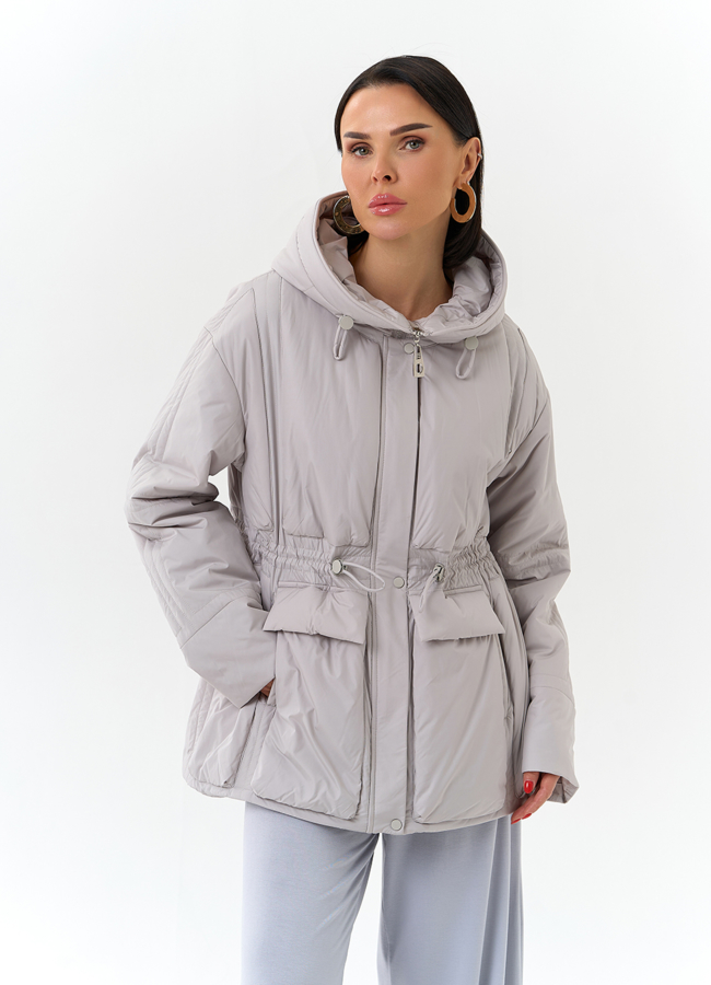 Женская куртка с капюшоном  модель № 32704 меха малина