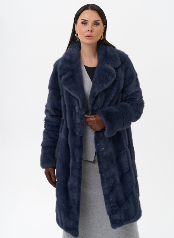 Норковая шуба с английским воротником 