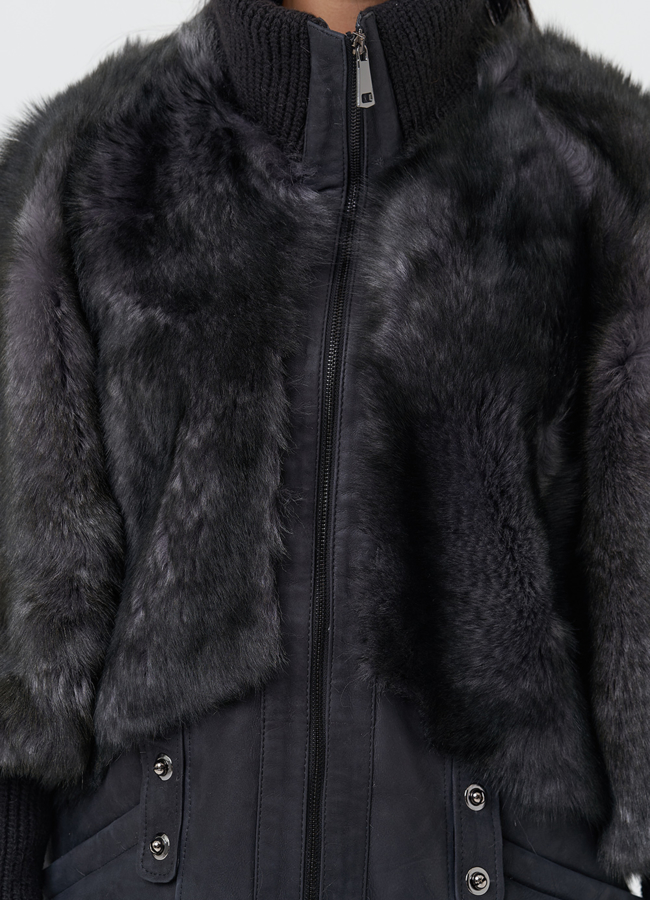 Комбинированная дубленка из тосканы модель № 28955 универмаг малина