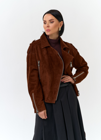 Куртка из натуральной замши с поясом