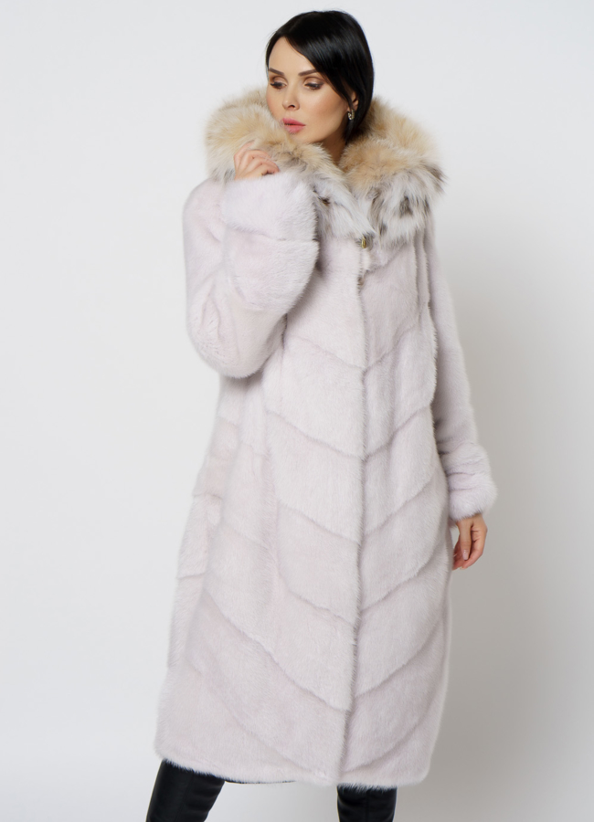 Светлая шуба с рысью модель № 25005 универмаг малина