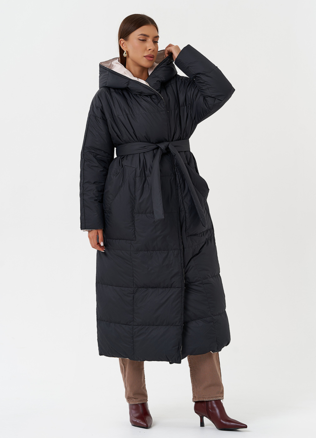 Женский двухсторонний пуховик с капюшоном модель № 28817 в кредит