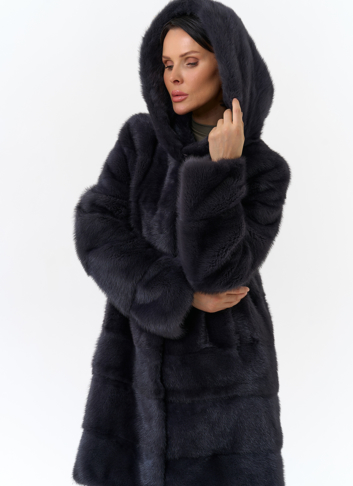 Норковая шуба трансформер с капюшоном