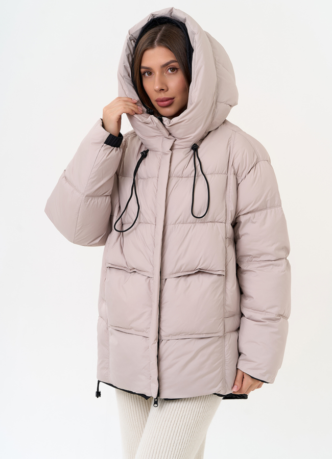 фото Двухсторонний женский пуховик с капюшоном модель № 31596